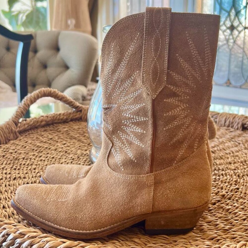 Golden Goose Wish Star Low Washed Suede Tan Boots